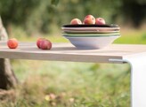 TABLE D AMIS 300 x 100 cm - aluminium   afrormosia